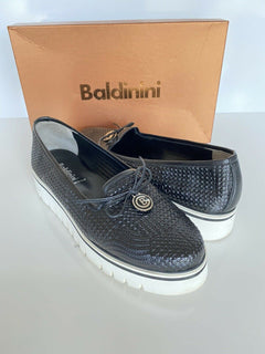 Baldinini Damen-Espadrilles aus schwarzem Leder, 39 Eu, hergestellt in Italien, 799156 