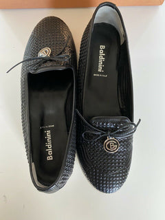 Baldinini Damen-Espadrilles aus schwarzem Leder, 39 Eu, hergestellt in Italien, 799156 