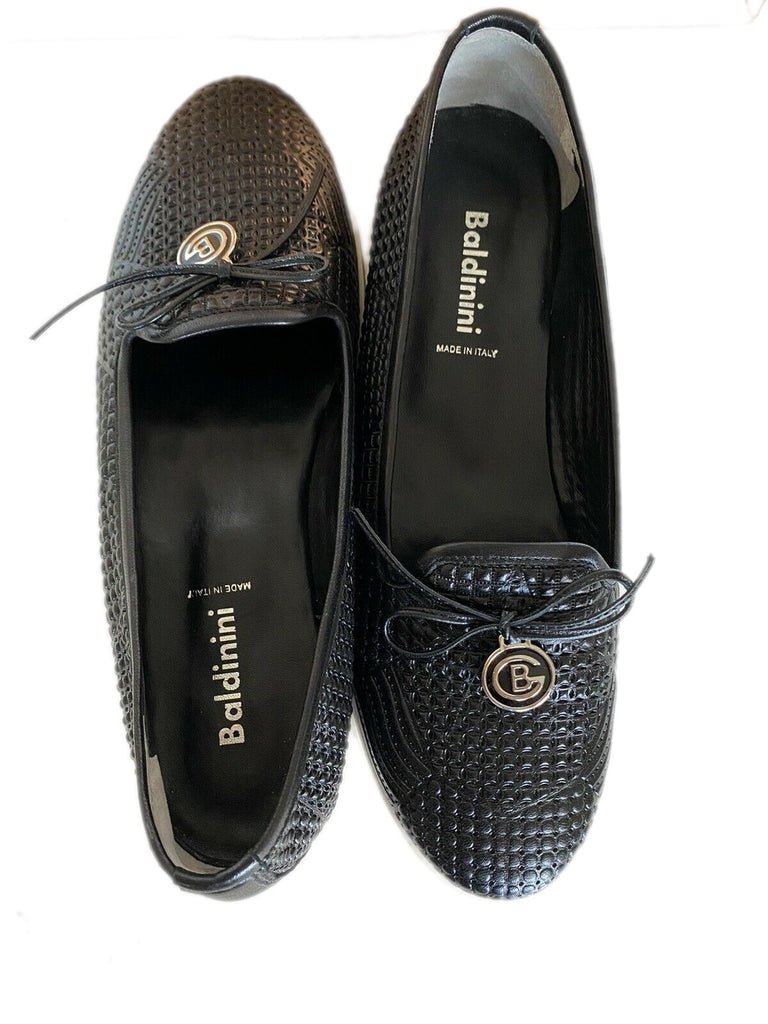 Baldinini Damen-Espadrilles aus schwarzem Leder, 39 Eu, hergestellt in Italien, 799156 