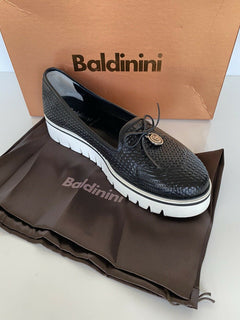 Baldinini Damen-Espadrilles aus schwarzem Leder, 39 Eu, hergestellt in Italien, 799156 