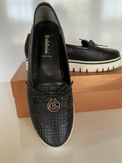 Baldinini Damen-Espadrilles aus schwarzem Leder, 39 Eu, hergestellt in Italien, 799156 