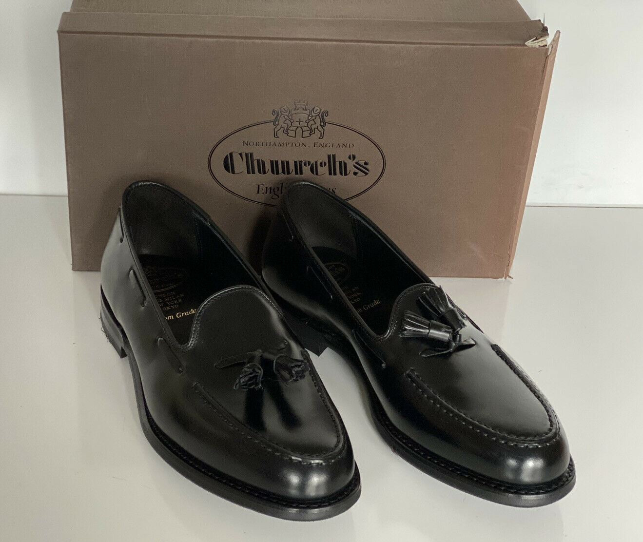 NIB Church's schwarze polnische Binder-Leder-Chicane-Schuhe für Herren, 10 US-EDC040 UK 