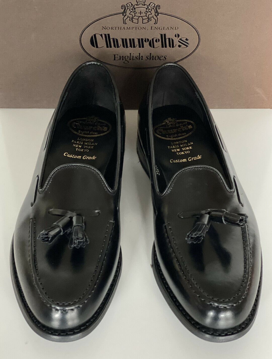 NIB Church's Men's Black Polish Binder Leather Chicane Shoes 10 US EDC040 UK