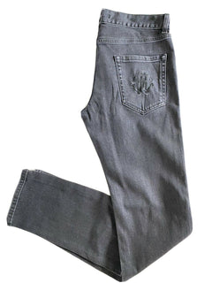 Neu mit Etikett: 550 $ Roberto Cavalli Graue Slim-Fit-Jeans für Herren, Größe 32 US 