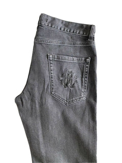 Neu mit Etikett: 550 $ Roberto Cavalli Graue Slim-Fit-Jeans für Herren, Größe 32 US 
