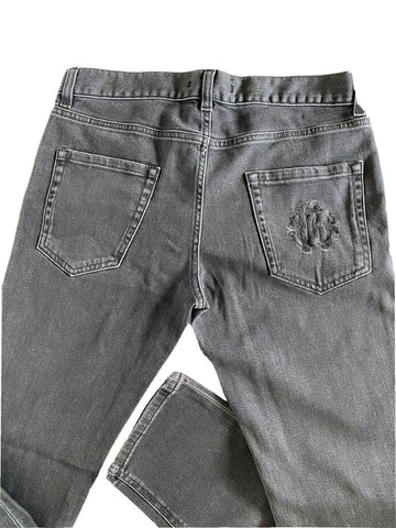 Neu mit Etikett: 550 $ Roberto Cavalli Graue Slim-Fit-Jeans für Herren, Größe 32 US 