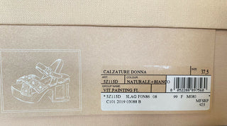 NIB MIU MIU Plateau-Keilsandalen aus Leder mit Blumendruck 7,5 US 5Z115D IT