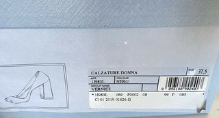 NIB $750 Prada Block Lackleder Schwarze Schuhe 7,5 US 1I983L IT