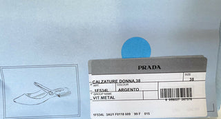 NIB PRADA Damen-Mule-Sandalen aus Metallic-Silber-Leder, 8 US 1F534L IT 