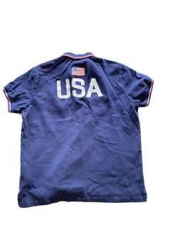 Polo Ralph Lauren USA Flag Custom Fit Polo Shirt L Blue