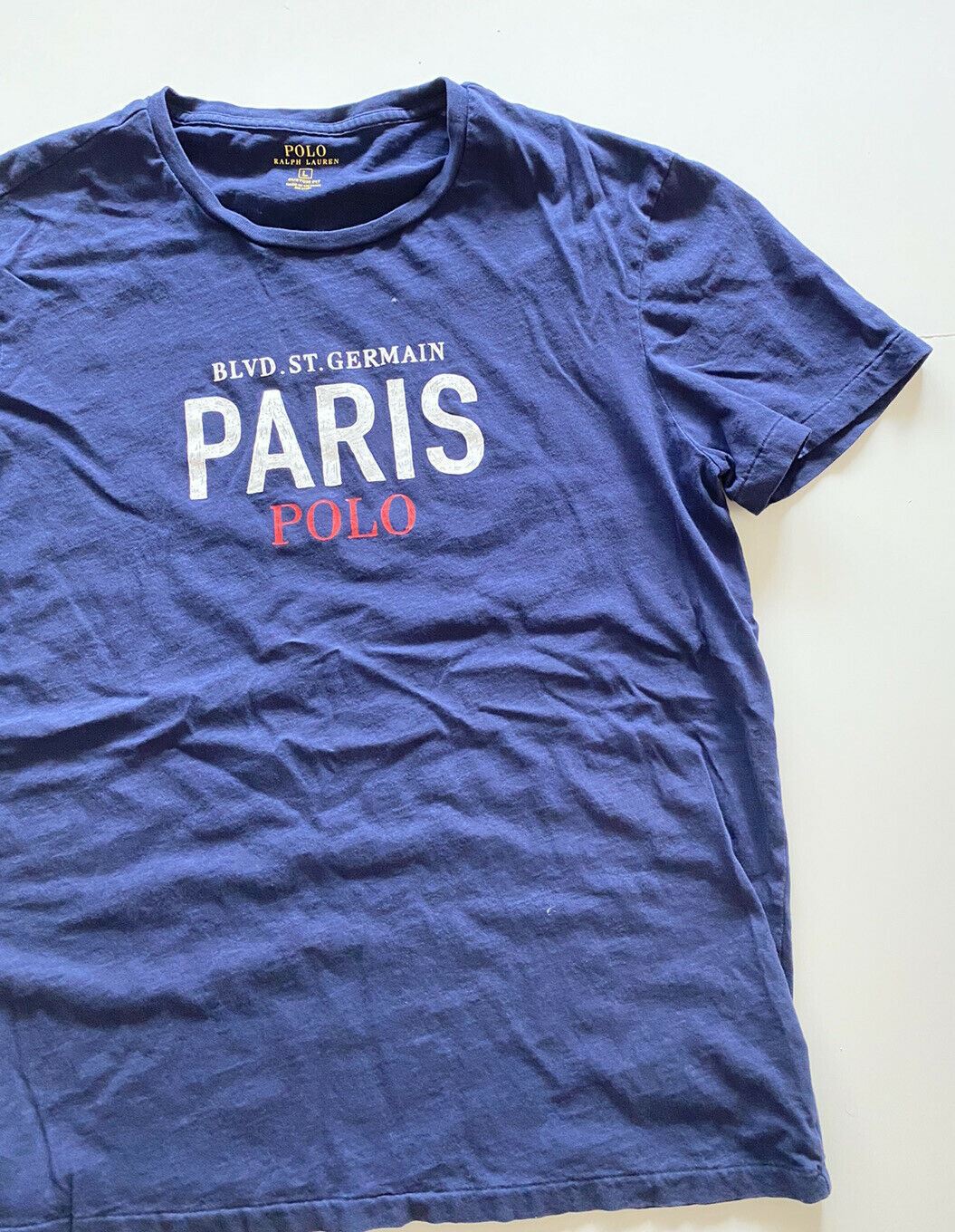 Polo Ralph Lauren PARIS Custom Fit T-Shirt L Blue
