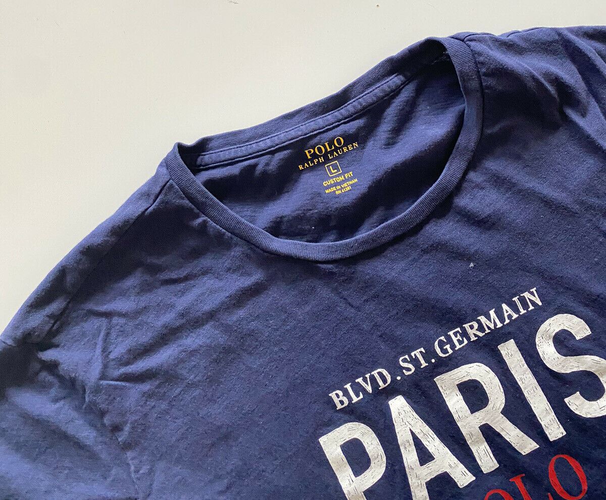 Polo Ralph Lauren PARIS Custom Fit T-Shirt L Blau 