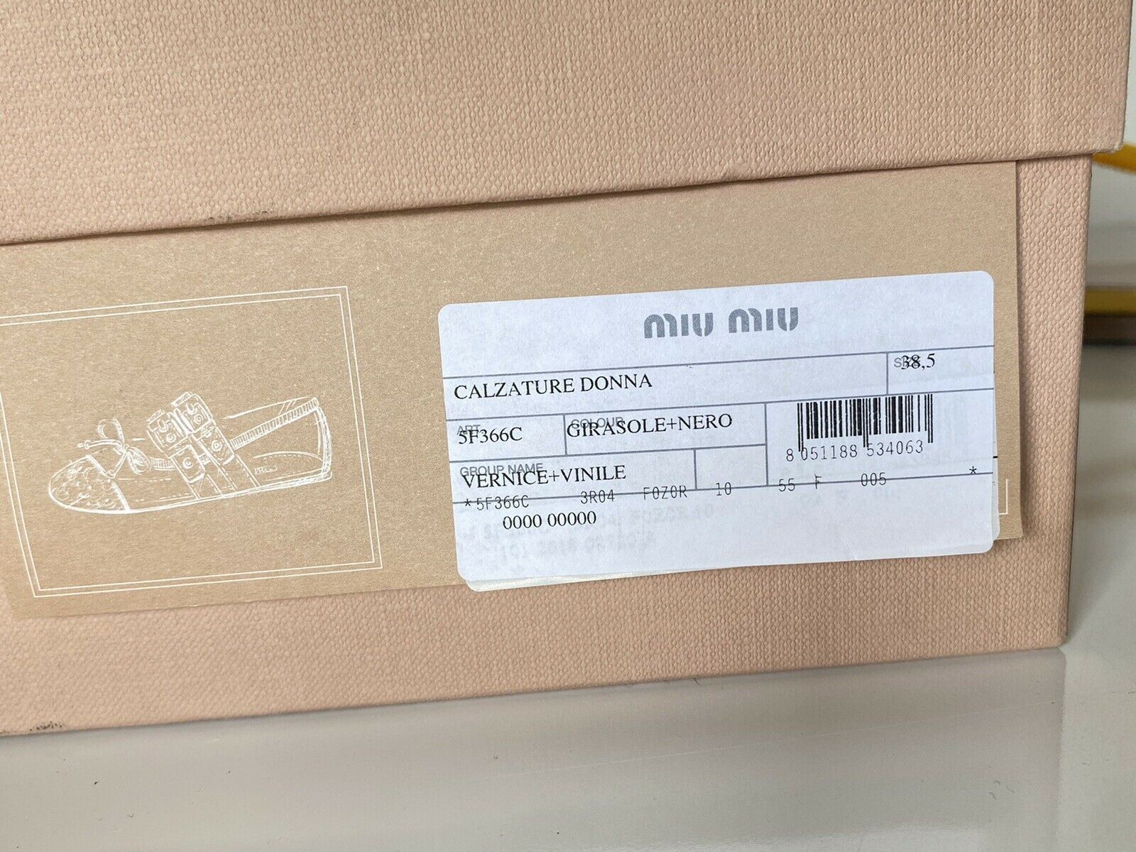 NIB MIU MIU Женские сандалии с прозрачными и желтыми двойными ремешками 8,5 США 5F366C Италия 