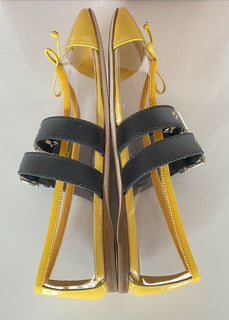 NIB MIU MIU Damensandale mit transparenten und gelben Doppelbändern, 9,5 US 5F366C, Italien 