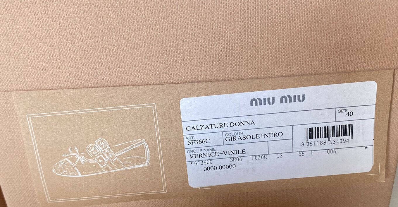 NIB MIU MIU Damensandale mit transparenten und gelben Doppelbändern, 10 US 5F366C, Italien 