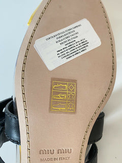 NIB MIU MIU Damensandale mit transparenten und gelben Doppelbändern, 10,5 US 5F366C IT 