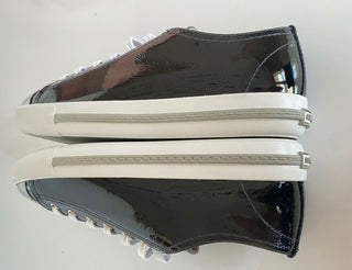 NIB Miu Miu Damen-Sneaker aus schwarzem Leder mit Metallkappe (40 Eu) 5E8998 IT 