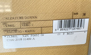NIB Prada Damen-Espadrille-Sandale aus schwarzem Wildleder, 8 US 1X360L, Italien 