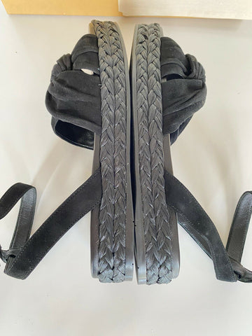 NIB Prada Women's Black Suede Espadrille Sandal 7.5 US 1X360L Italy