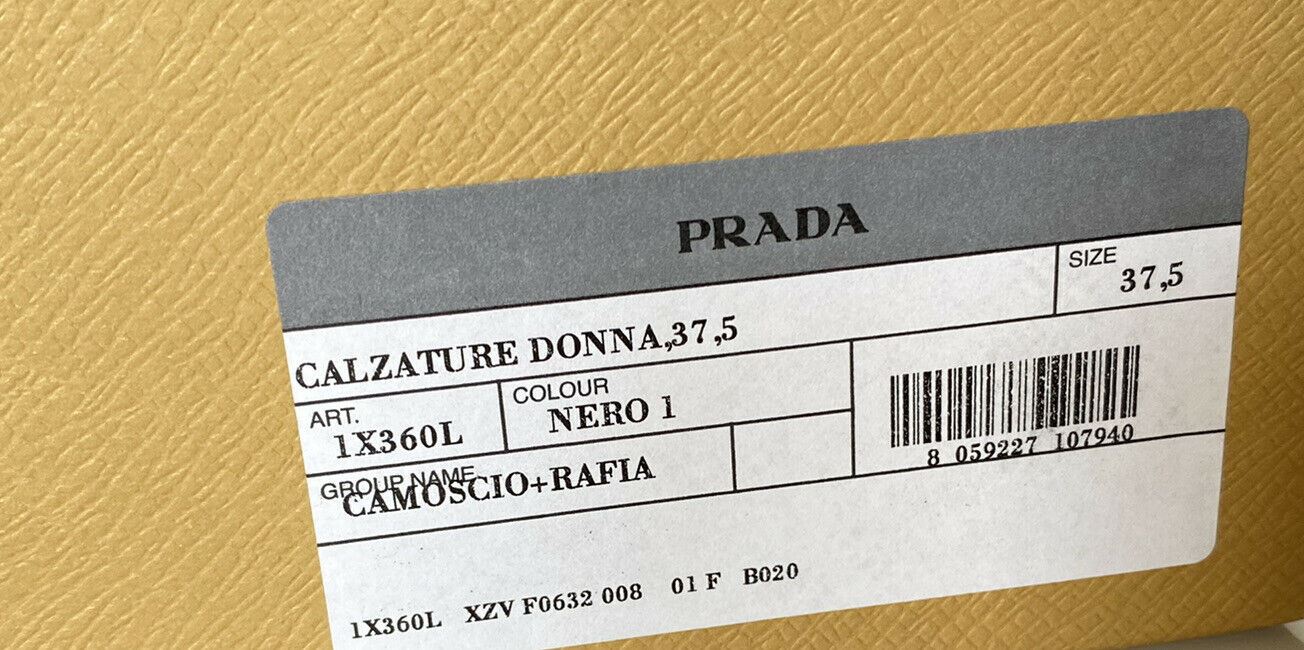 Женские черные замшевые эспадрильи NIB Prada 7.5 US 1X360L Италия 