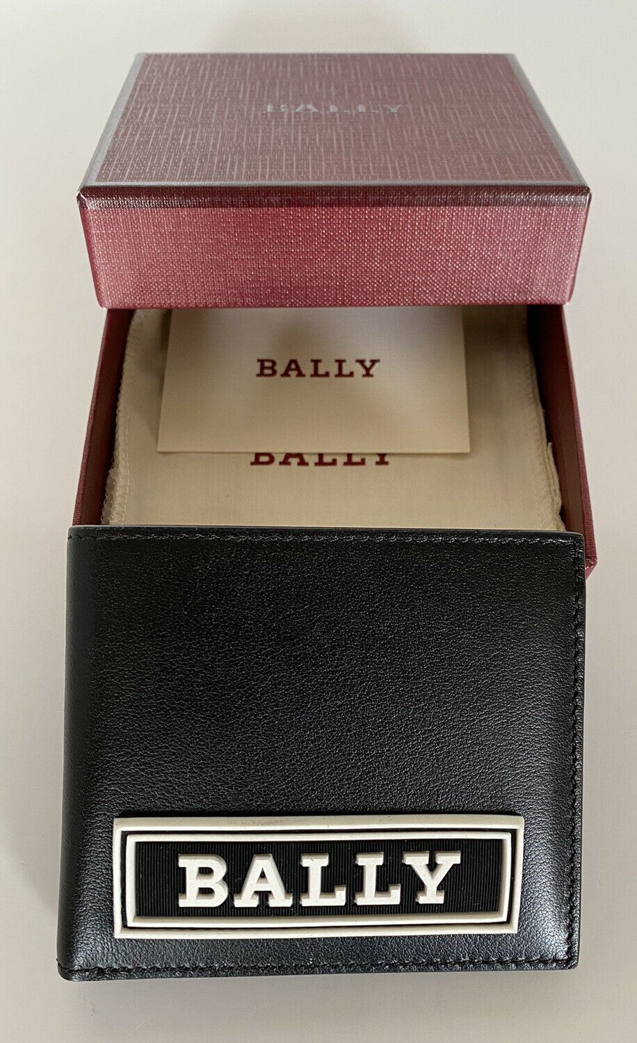Мужской кошелек NWT BALLY Bifold Bollen из натуральной кожи, черный 6228985