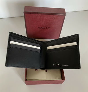 NEU MIT ETIKETT BALLY Bifold Bollen Herren-Geldbörse aus echtem Leder in Schwarz 6228985