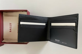 NEU MIT ETIKETT BALLY Bifold Bollen Herren-Geldbörse aus echtem Leder in Schwarz 6228985