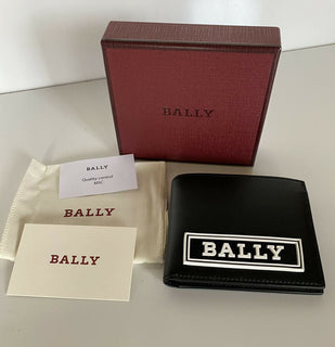 NEU MIT ETIKETT BALLY Bifold Bollen Herren-Geldbörse aus echtem Leder in Schwarz 6228985