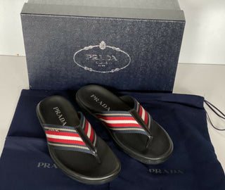 NIB $ 520 Prada Milano Herren Flip Flop Sandalen Schuhe Schwarz 9,5 US 2Y3030 Italien