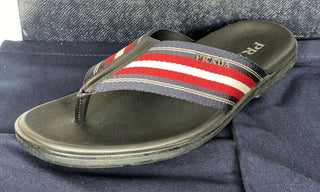 NIB $ 520 Prada Milano Herren Flip Flop Sandalen Schuhe Schwarz 9,5 US 2Y3030 Italien