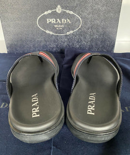 NIB $ 520 Prada Milano Herren Flip Flop Sandalen Schuhe Schwarz 9,5 US 2Y3030 Italien