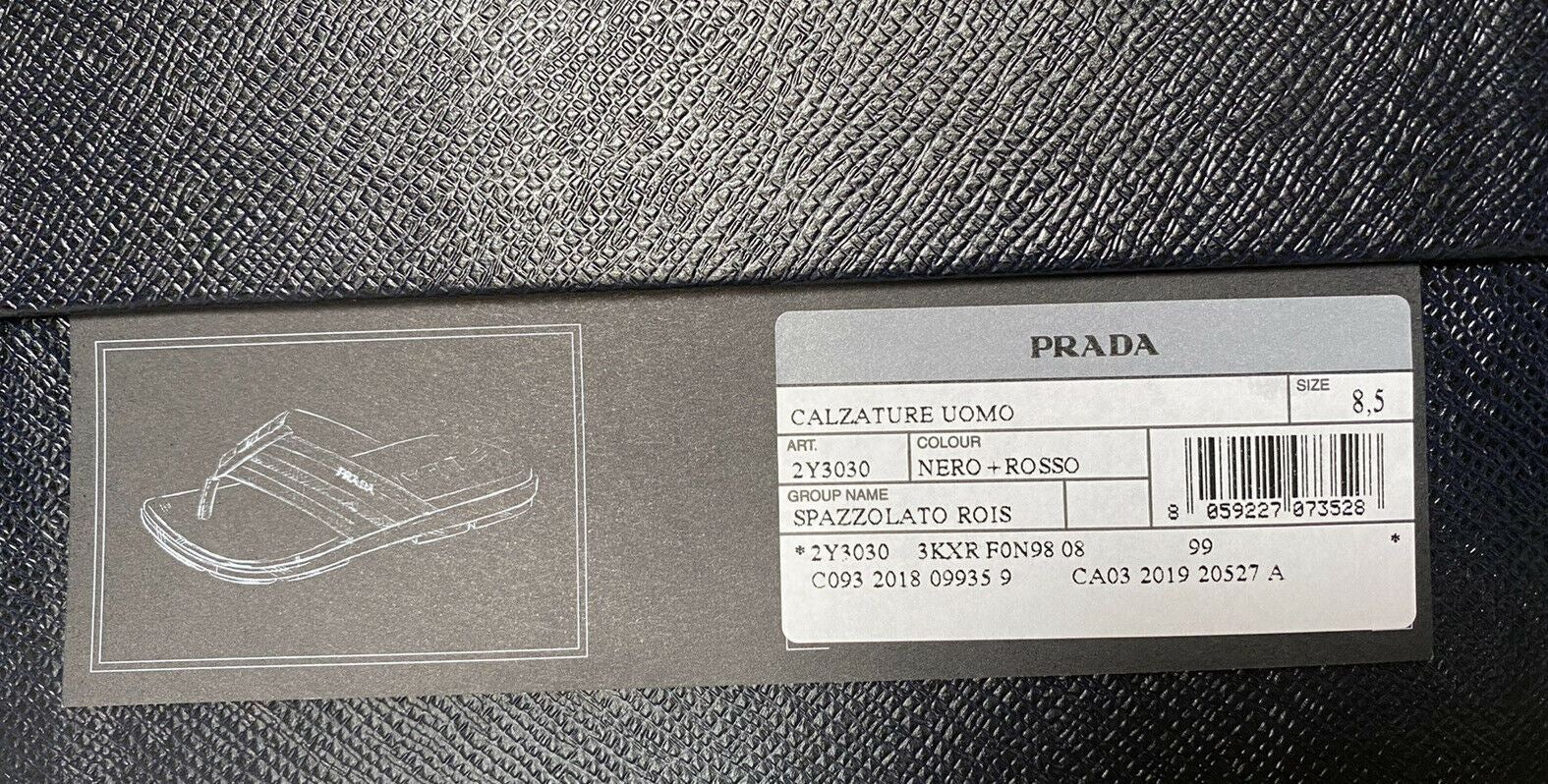 NIB $520 Мужские шлепанцы Prada Milano Туфли черные 9,5 США 2Y3030 Италия