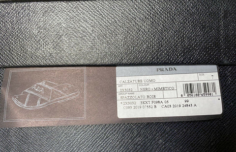 NIB $650 Prada Milano Mens Slides Sandals Black/Khaki/White 8 US 2X3032 Italy