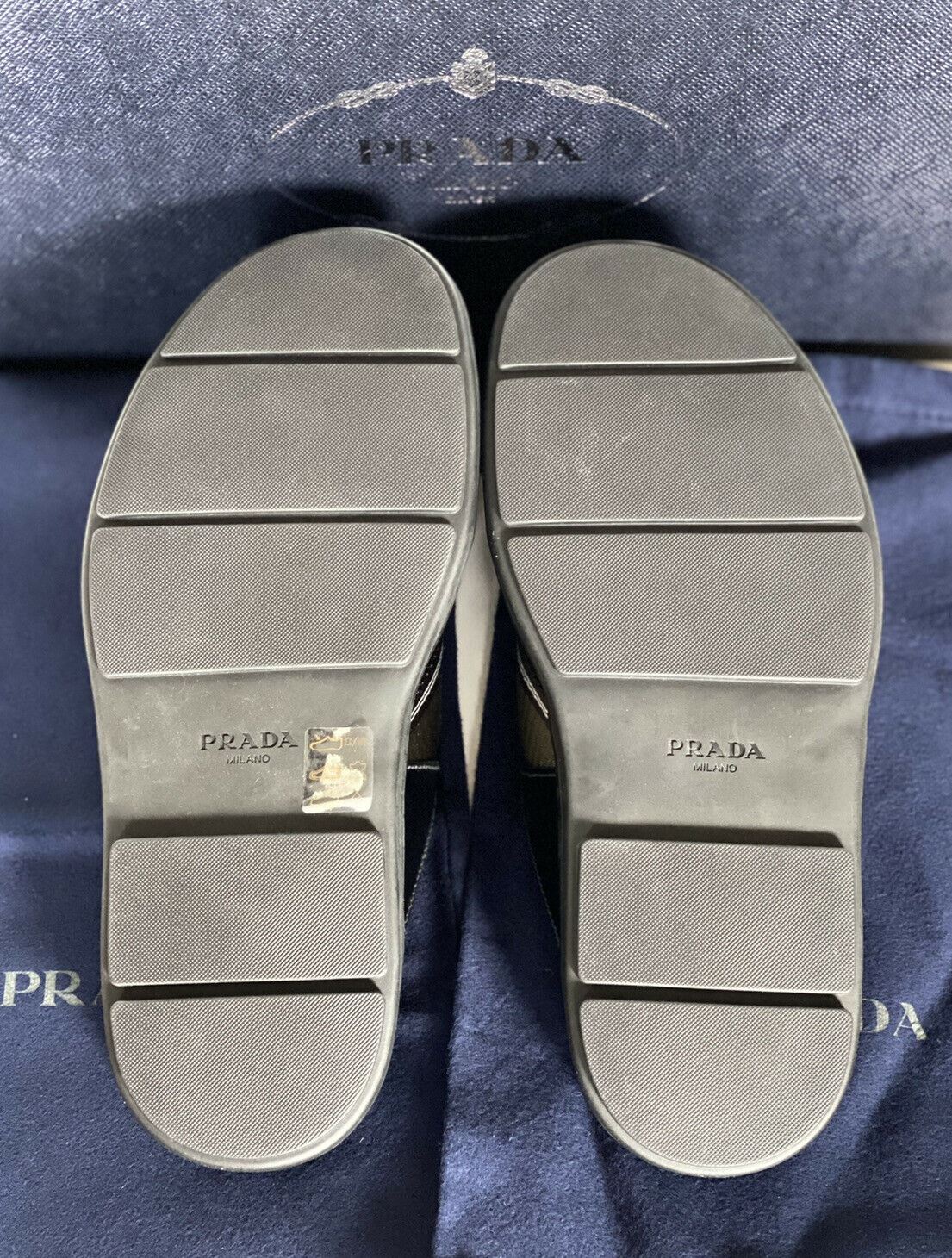 NIB $650 Prada Milano Mens Slides Sandals Black/Khaki/White 8 US 2X3032 Italy
