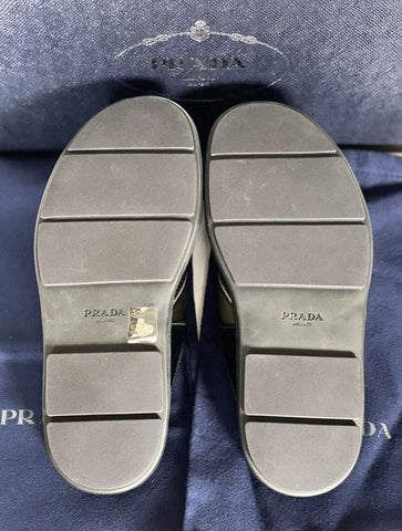 NIB $650 Prada Milano Mens Slides Sandals Black/Khaki/White 8 US 2X3032 Italy