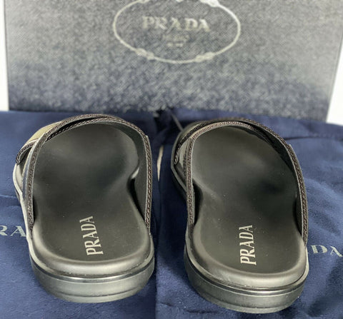 NIB $650 Prada Milano Mens Slides Sandals Black/Khaki/White 8 US 2X3032 Italy