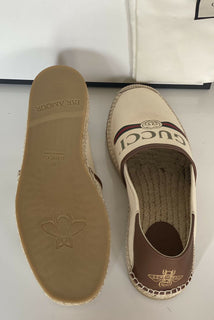 Neu mit Etikett: Gucci Herren-Espadrille mit klassischem Logo aus Canvas/Leder in Braun, 10,5 US IT 523203 