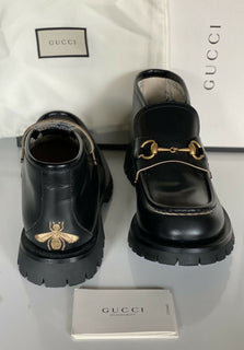 NIB $1750 Gucci Men Cordovan Leather Ankle Boots Shoes Black 11 US/10 UK IT