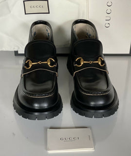 NIB $1750 Gucci Men Cordovan Leather Ankle Boots Shoes Black 11 US/10 UK IT