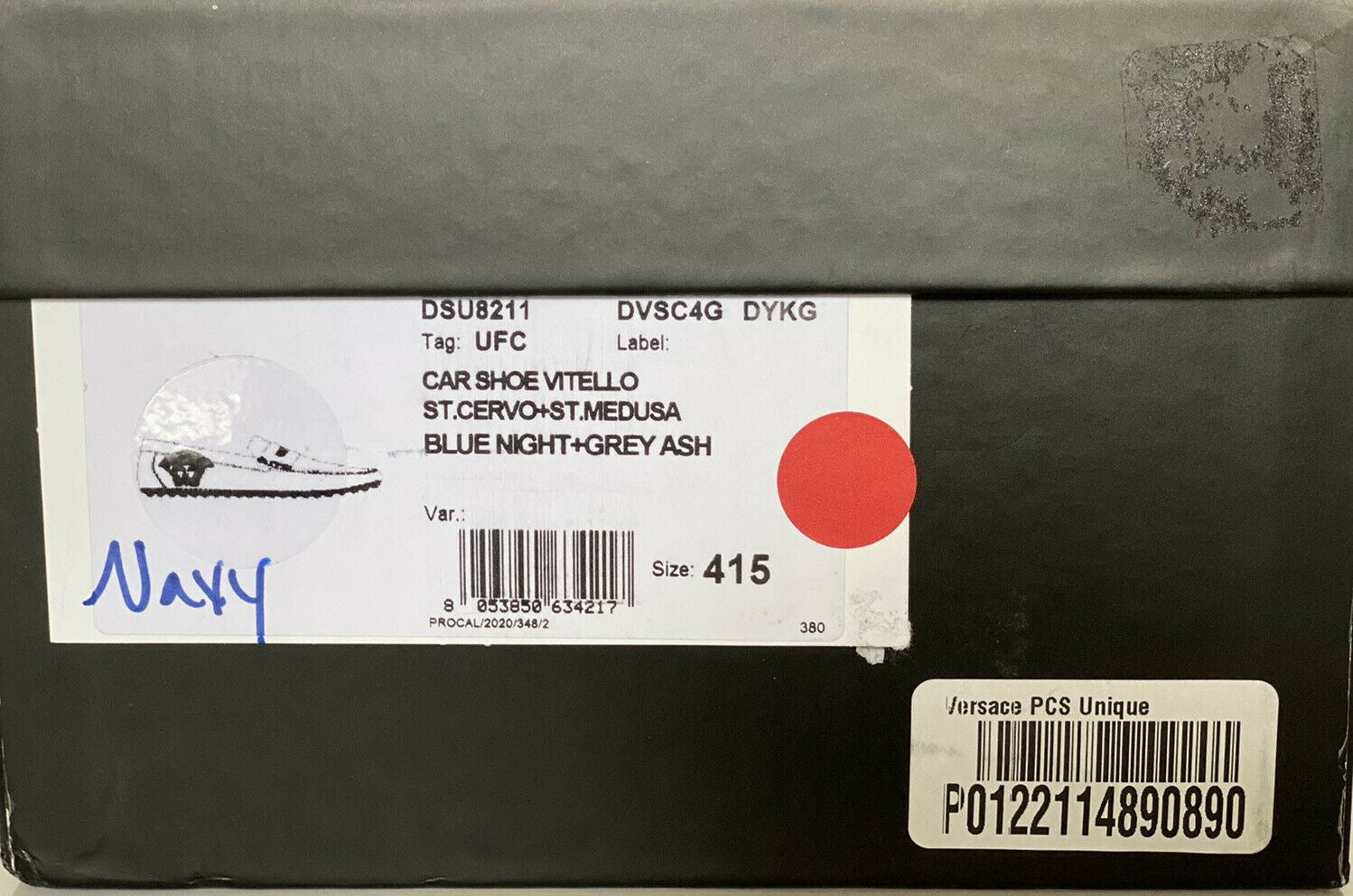 NIB $695 VERSACE Medusa Men's Blue Leather Driver Shoes 8.5 US (41.5) IT DSU8211