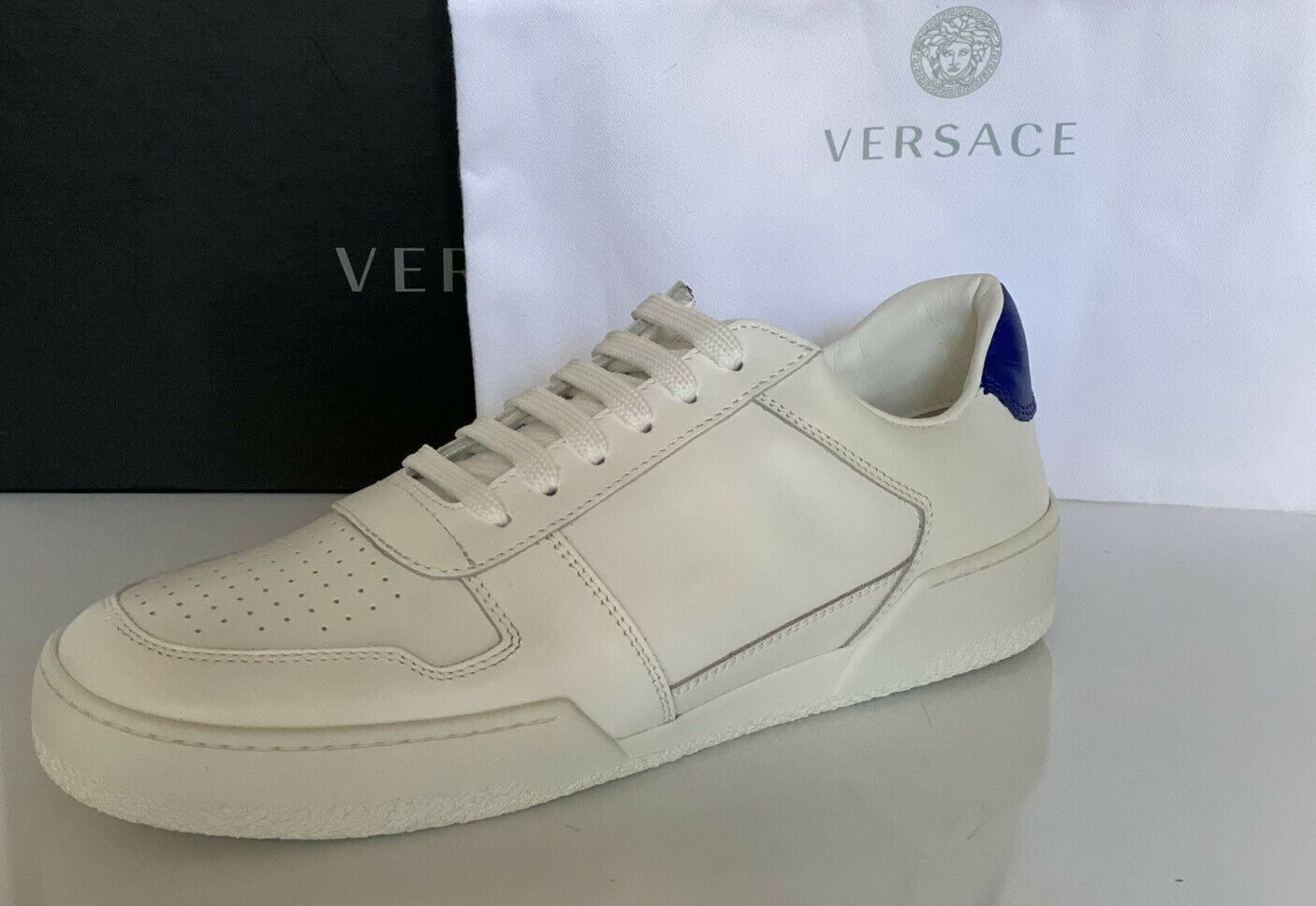 NIB 495 $ Versace Herren-Sneakers aus weißem Leder 10 US (43 Euro) Italien DSU7843 