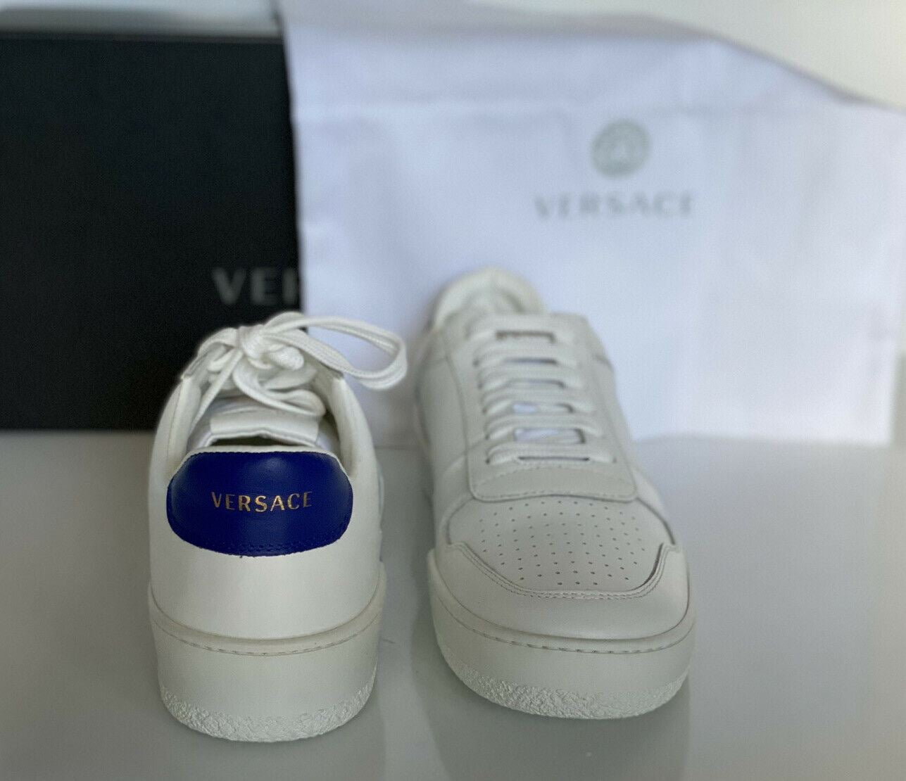 NIB 495 $ Versace Herren-Sneakers aus weißem Leder 8 US (41 Euo) Italien DSU7843 
