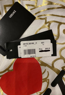 Neu mit Etikett: 450 $ Versace I Love NY Print Weißes T-Shirt 4XL Hergestellt in Italien A84109 