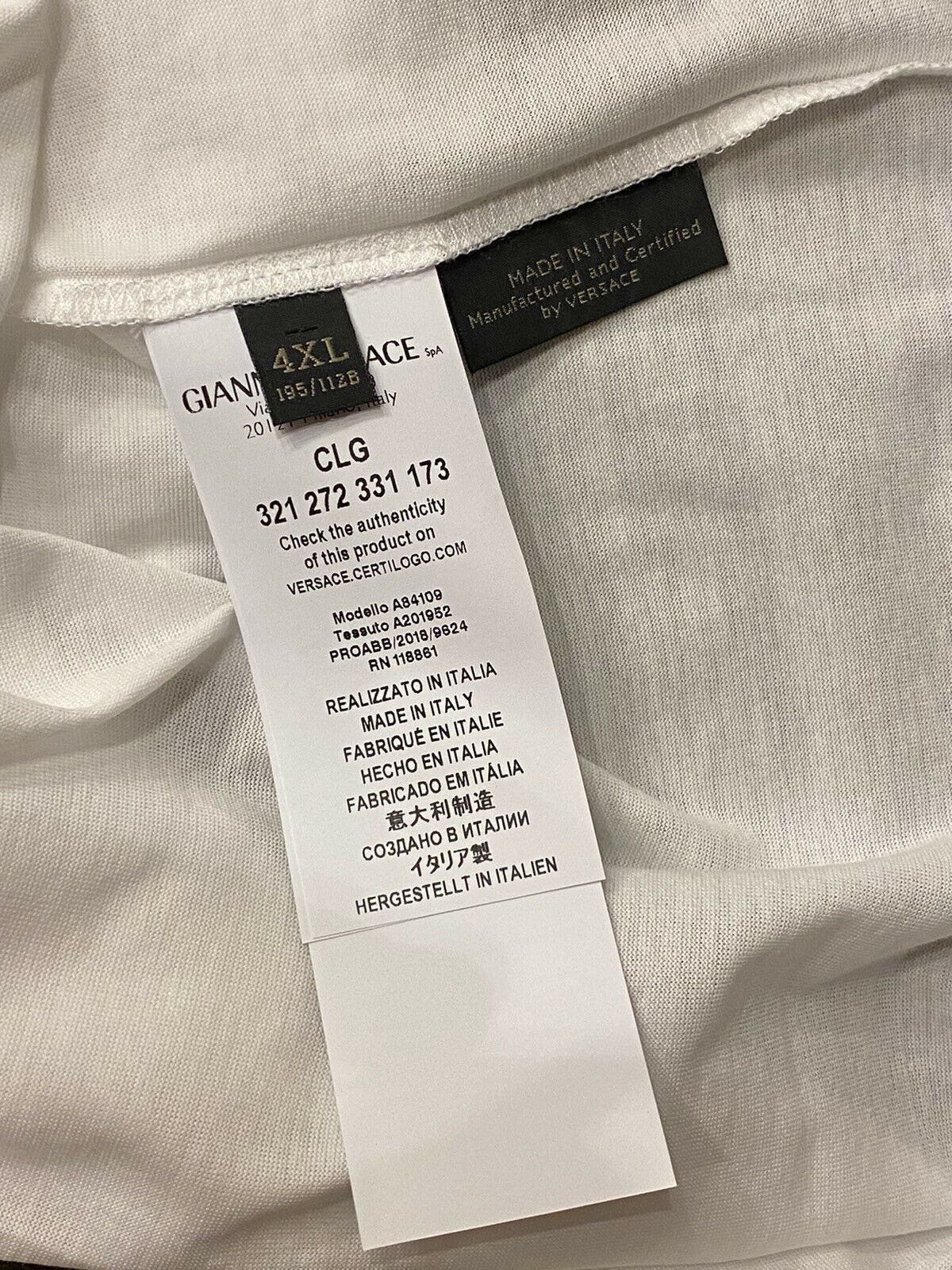 Neu mit Etikett: 450 $ Versace I Love NY Print Weißes T-Shirt 4XL Hergestellt in Italien A84109 