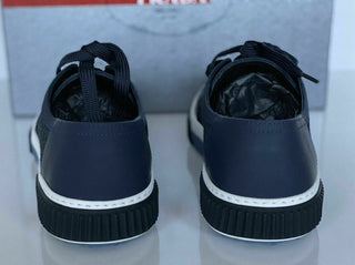 NIB PRADA Herren-Sneakers aus blauem Leder/Nylon, 8,5 US (Prada 7,5) 4E3058 