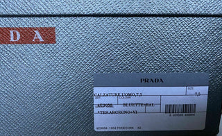 NIB PRADA Herren-Sneakers aus blauem Leder/Nylon, 8,5 US (Prada 7,5) 4E3058 