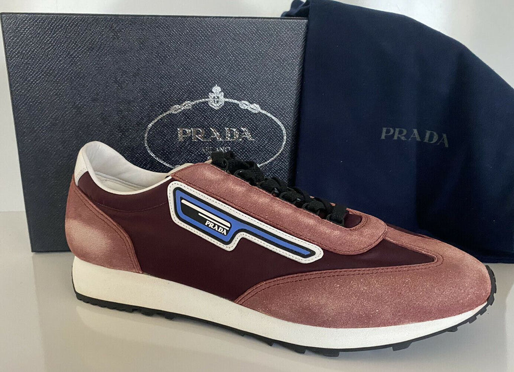NIB $ 810 PRADA Herren-Sneaker aus Wildleder/Leder in Lila, 10 US 2EG276, hergestellt in Italien 
