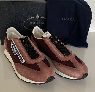 NIB $ 810 PRADA Herren-Sneaker aus Wildleder/Leder in Lila, 10 US 2EG276, hergestellt in Italien 