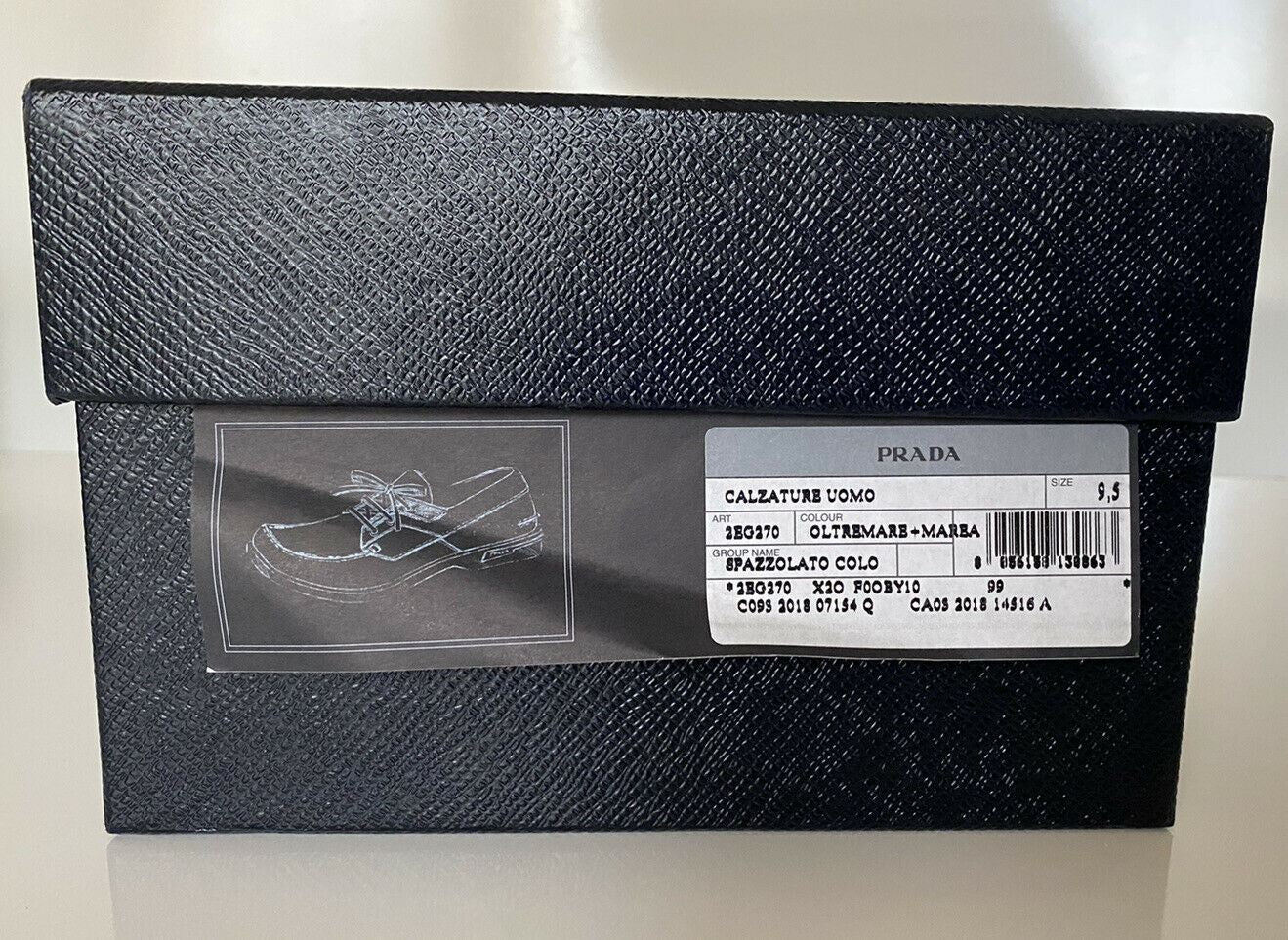 NIB $970 PRADA Milano Мужские синие кожаные топсайдеры 10,5 США (Prada 9,5) 2EG270 IT 