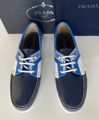 NIB $970 PRADA Milano Mens Blue Leather Boat Shoes 10.5 US (Prada 9.5) 2EG270 IT